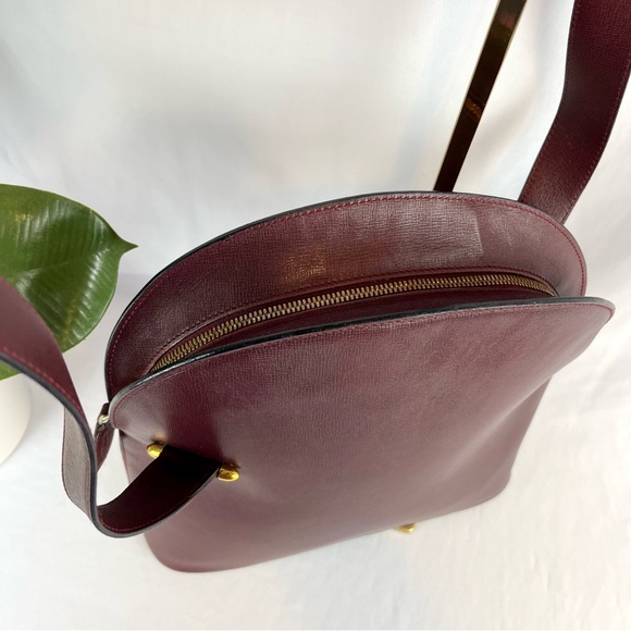 CARTIER Vintage Must de Cartier Burgundy Leather Shoulder Bag Gold w/ COA - Picture 6 of 14
